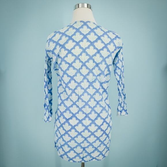 Roberta Roller Rabbit Size Small S Blue Scallop Shell Print Tunic Cover Up Dress - Picture 4 of 8
